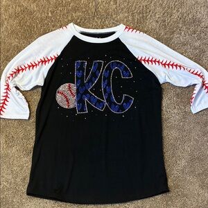 Black and White Baseball KC Royals Shirt